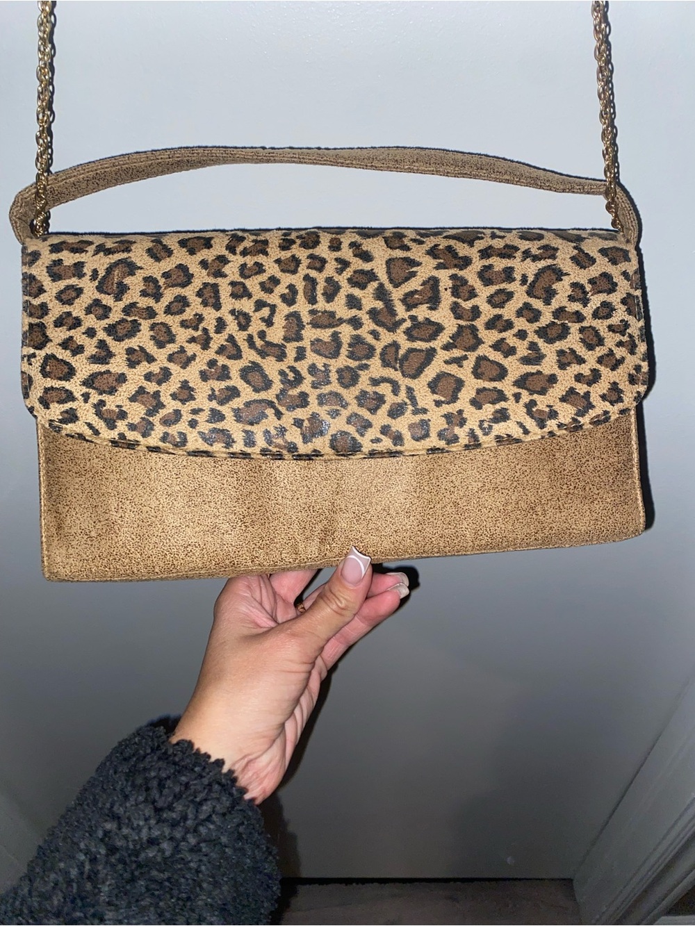 Wild Rose Leopard Print and Tan Clutch